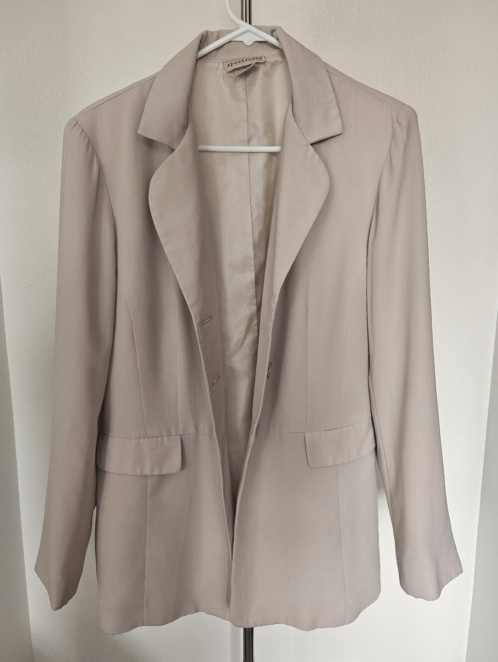 Apostrophe Vintage Lightweight Beige Button Up Women's Blazer Jacket Size 12